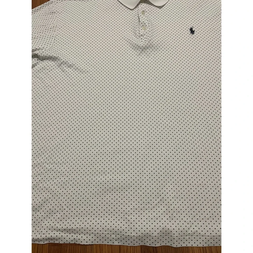 Polo Ralph Lauren Polo Shirt Mens 3X Big Polka Dot Short Sleeve White